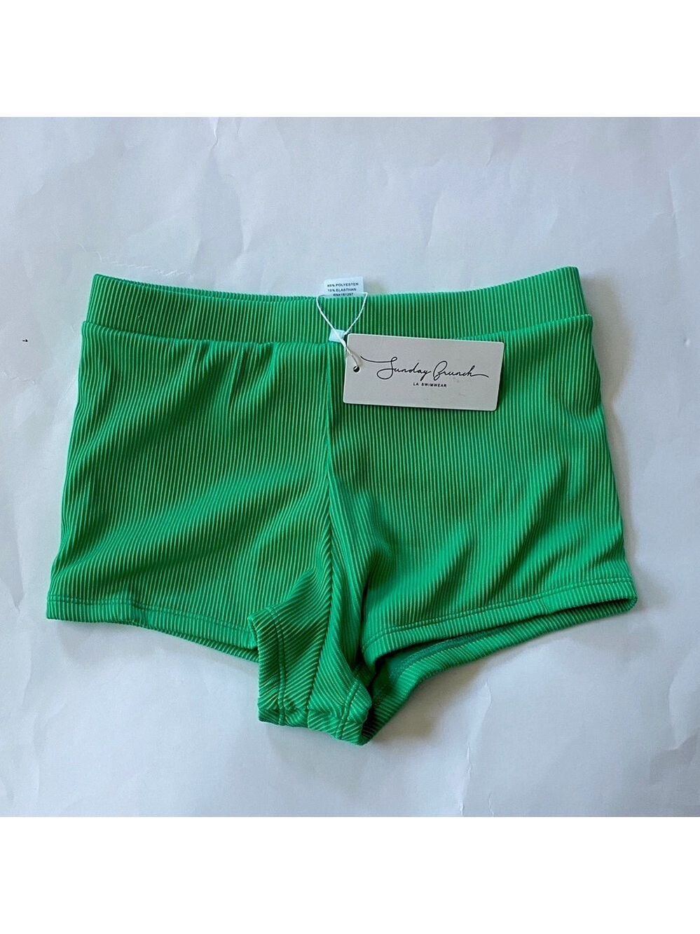 151.Sunday Vibrant Green Ribbed Swimwear